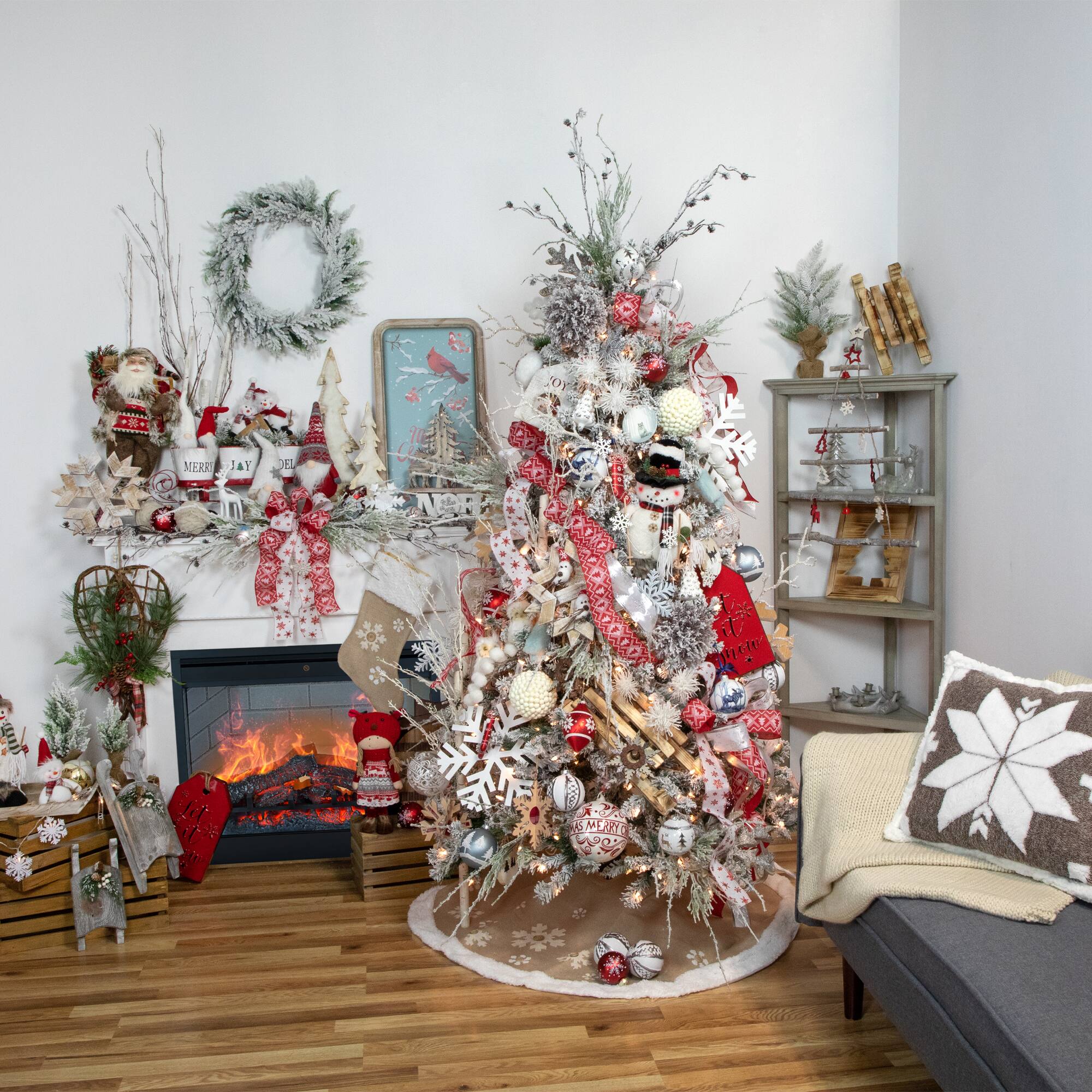 12.5" Unlit Heavily Flocked Pine Christmas Tree in Burlap Base